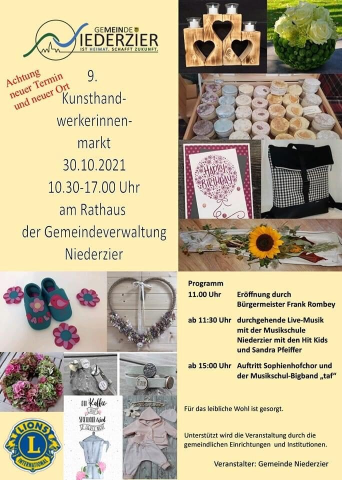 Plakat Kunsthandwerkerinnenmarkt am 30.10.2021