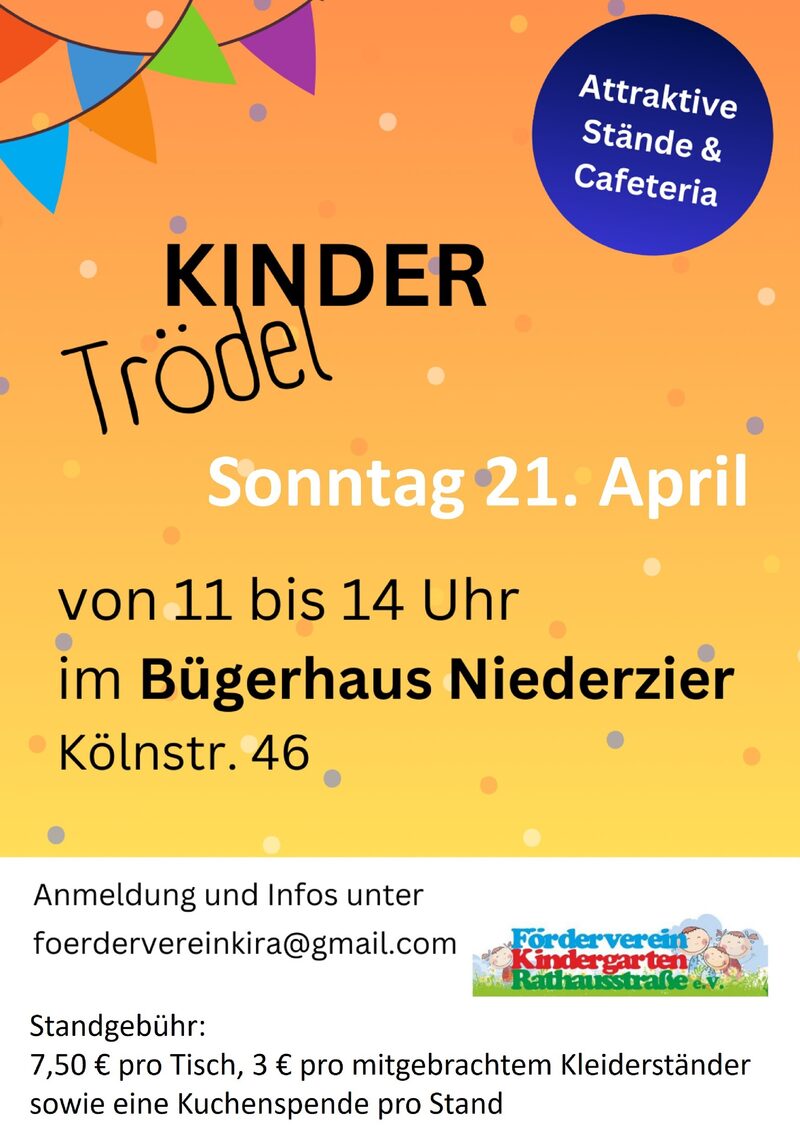 Plakat zum Kindertrödel in Niederzier